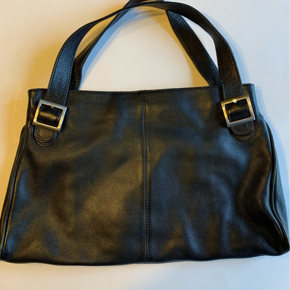 Clarks Black Leather Sholder Bag with side zip pocket